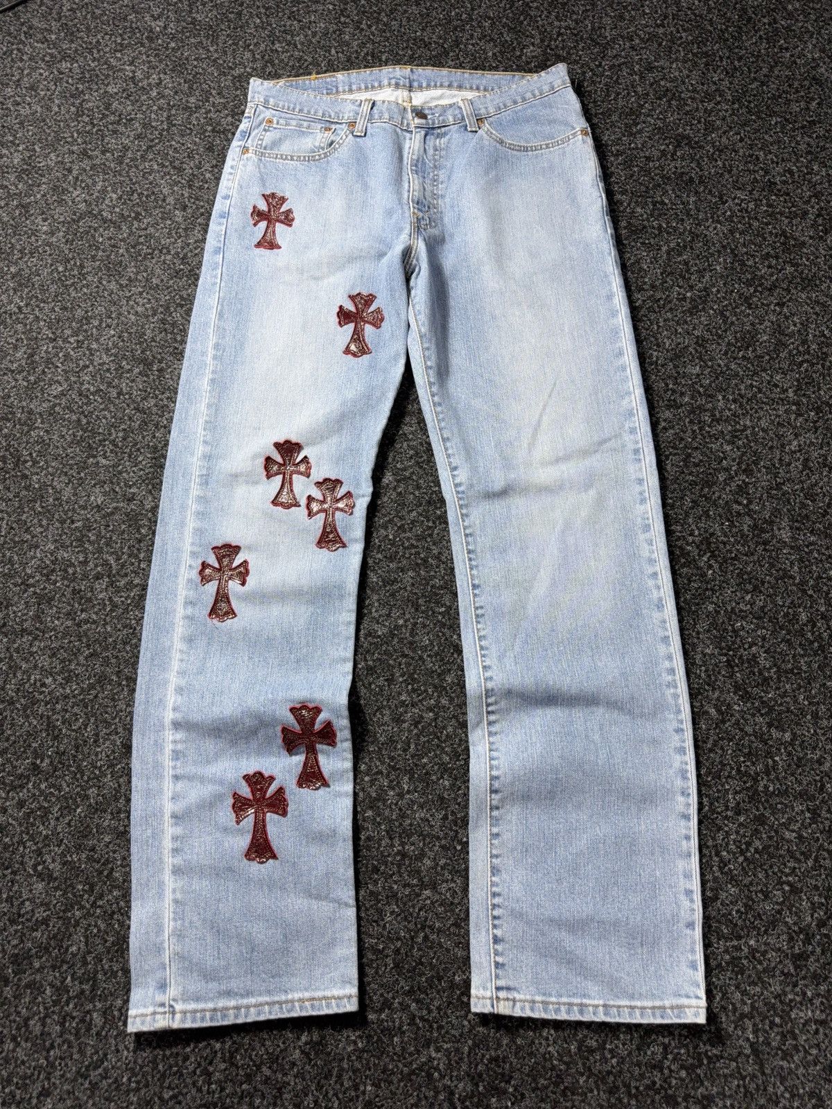 Levi's Vintage Clothing Vintage 90s Custom Chrome Hearts Style Rock Cross Punk Jeans Size US 33 - 1 Thumbnail