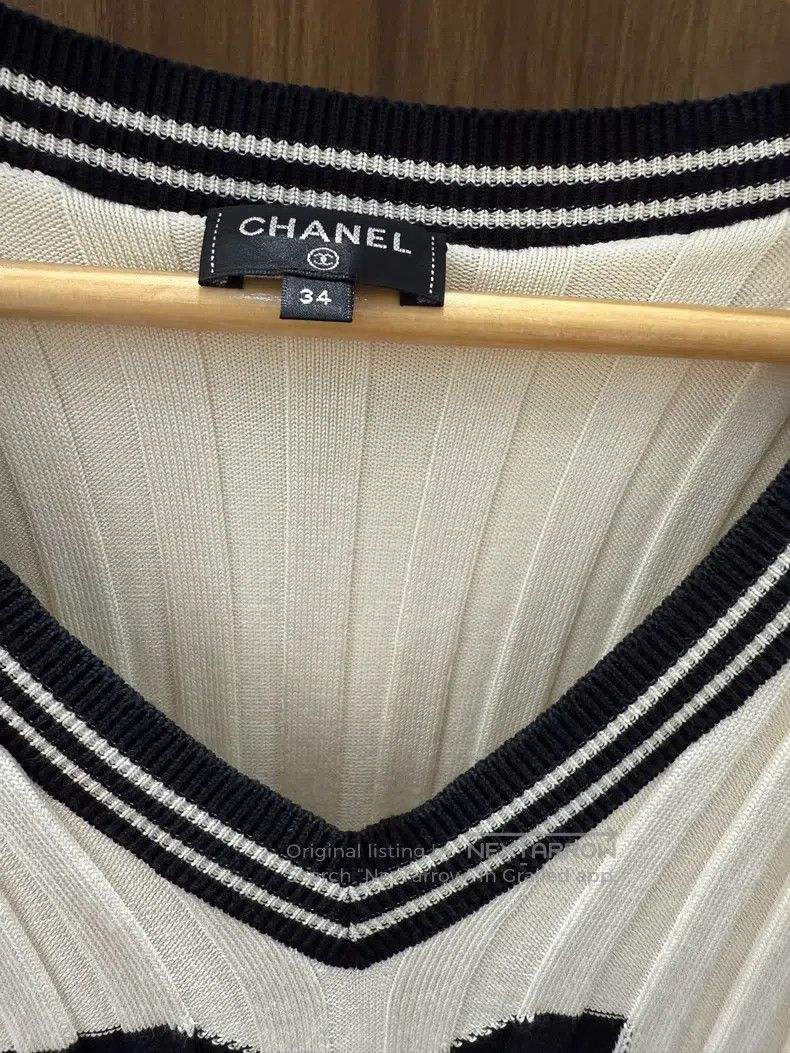 Chanel Chanel 31 Cloak jacquard design knitted short sleeves Size XXS / US 00 / IT 34 - 4 Thumbnail