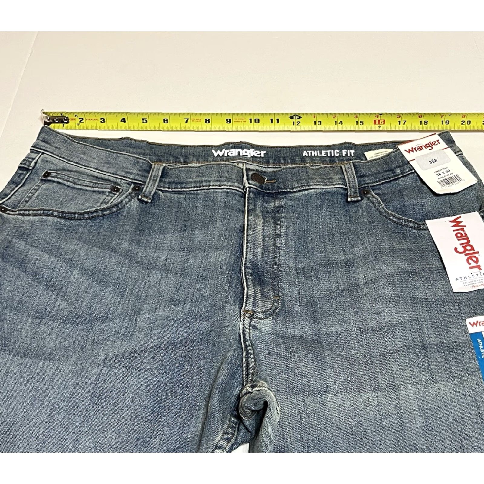 Wrangler Wrangler Jeans Athletic Fit Mens 38x30 Blue Denim 5-Pocket Zip Regular Waist Stretch Logo Cowboy NWT Size US 38 / EU 54 - 3 Thumbnail