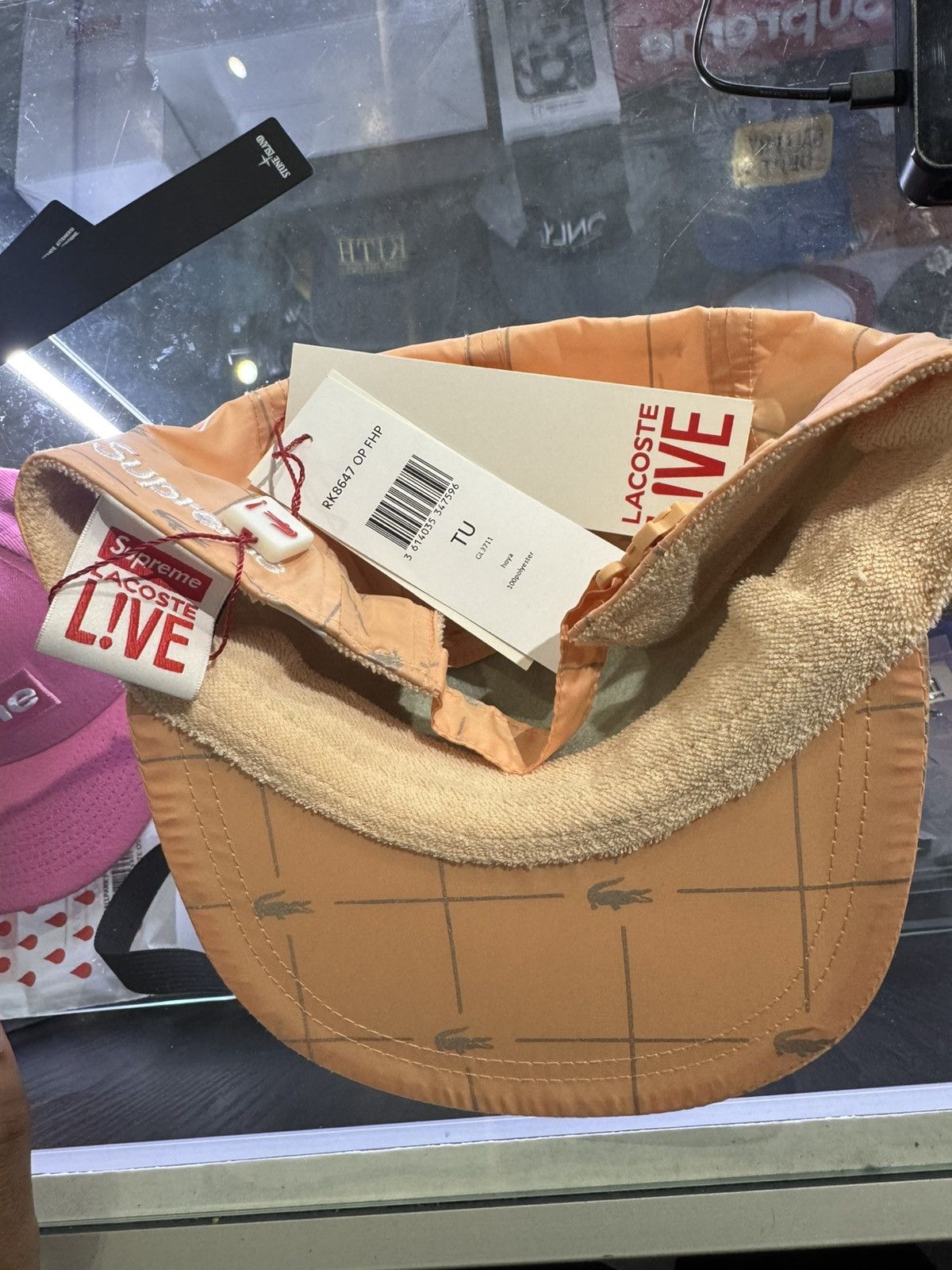 Supreme Lacoste Live! Reflective Camp Cap - Peach SS18 Accessories