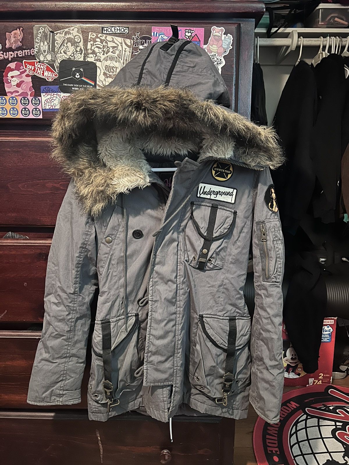 Vintage Hysteric Glamour Faux Fur Patch Hoodie