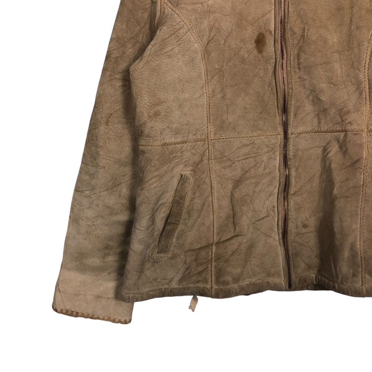 Vintage 🔥VINTAGE BIKER LEATHER JACKET MARVIN RICHARDS BLANKET HOODIE Size L / US 10 / IT 46 - 6 Thumbnail