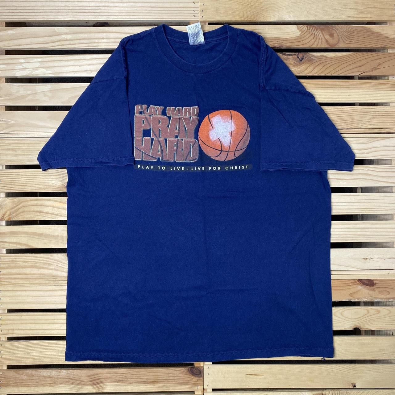 Fruit Of The Loom Vintage Navy Blue Basketball Jesus Tee Size XL Size US XL / EU 56 / 4 - 1 Thumbnail
