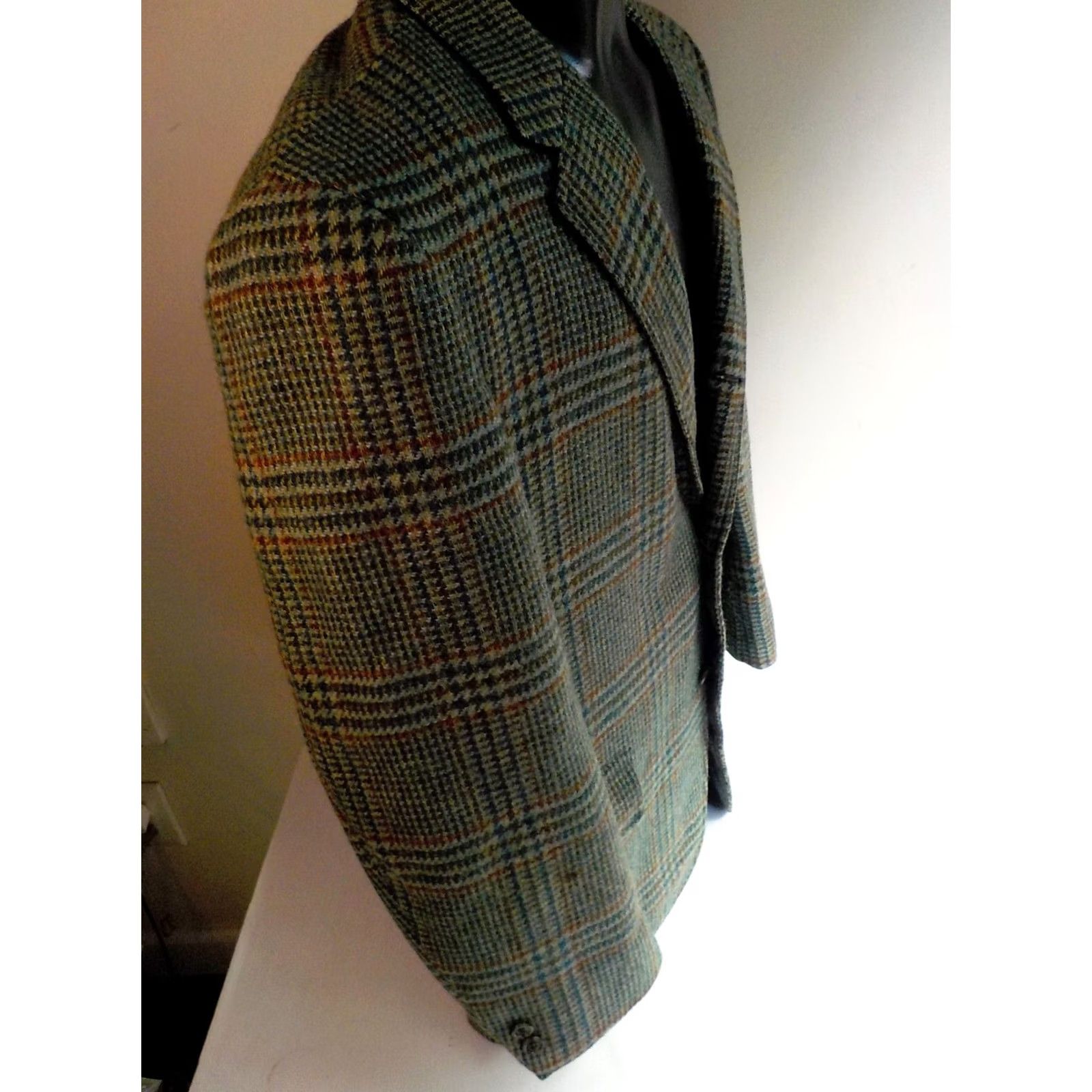 Vintage Criketeer for Strawbridge & Clothier 3 Button Plaid Blazer Wool Green 42R Mens Jacket Blazer Plaid Wool Green Mens 42R Size 42R - 3 Thumbnail