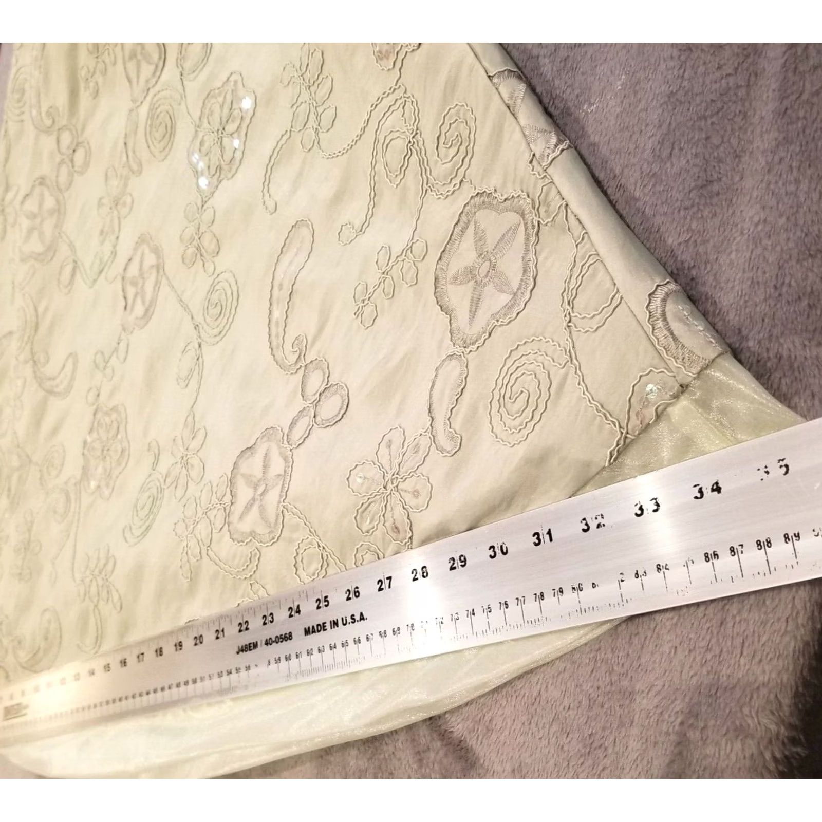 Vintage MSK Womens A-Line Skirt Small Side Zip Embroidered Floral Sequin Light Green Size 28" / US 6 / IT 42 - 5 Thumbnail