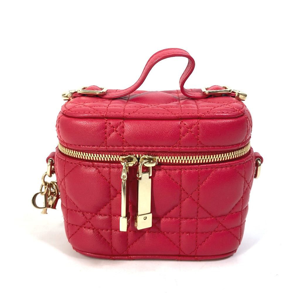 Dior S0918Onmj Lady Microvanity Canape Double Shoulder Bag Handbag Vanity Leather Women Reddish