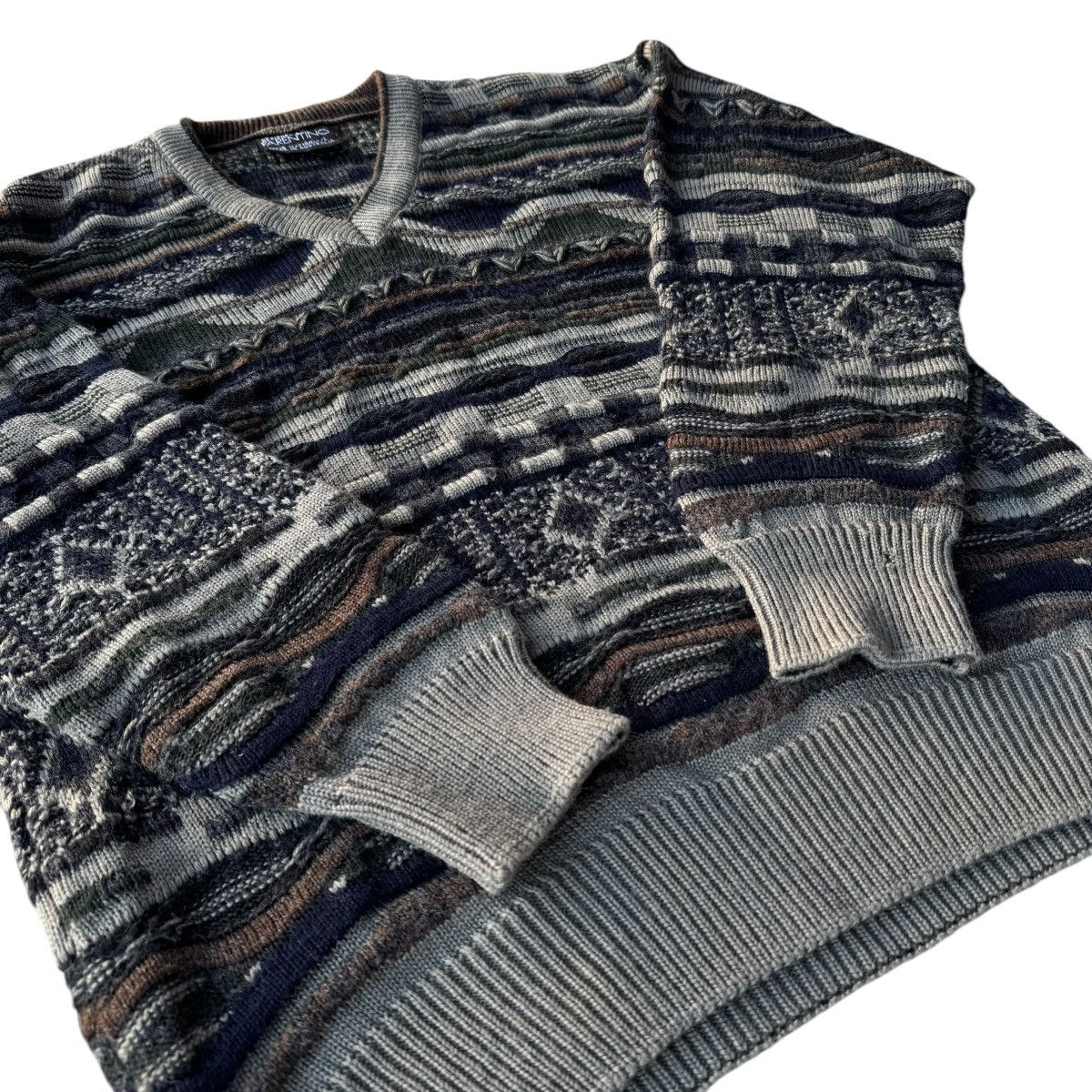 Coogi × Man Made In Australia × Vintage Vintage Farentino 3D Cable Knit Coogi Style Sweater Earth Size US L / EU 52-54 / 3 - 8 Thumbnail