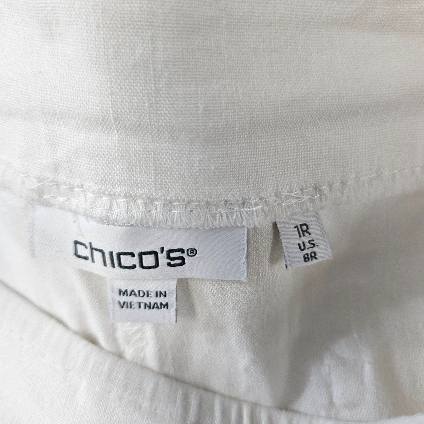Vintage Chico's Womens Wide Leg Pants Sz 8 White Linen Blend High Rise Ankle Pants N/A? Size 30" / US 8 / IT 44 - 7 Thumbnail