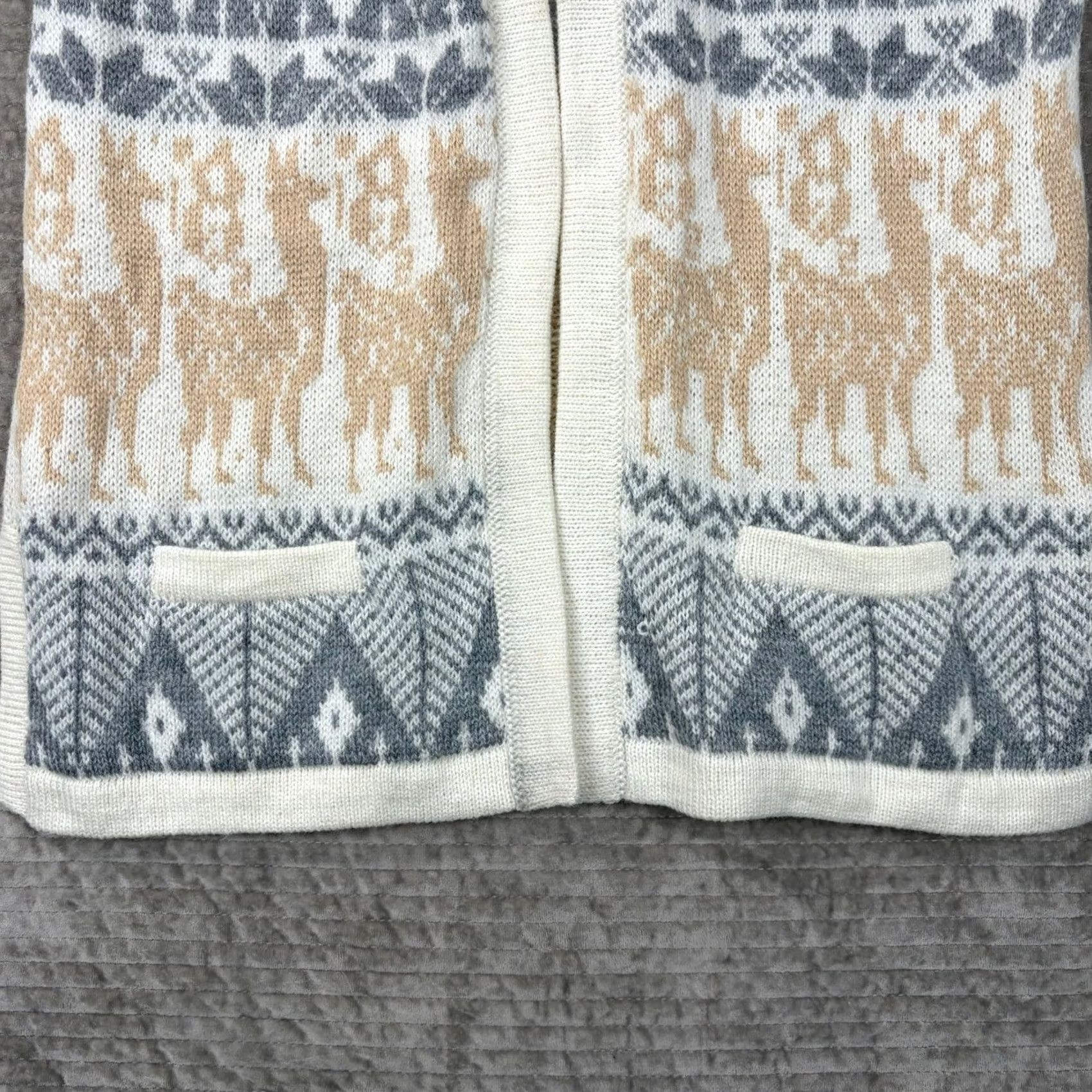 Vintage Arte Inka-Berfass Alpaca Wool Knit Vest Llama Peruvian Open Front Cream Grey Tan M Size M / US 6-8 / IT 42-44 - 2 Thumbnail