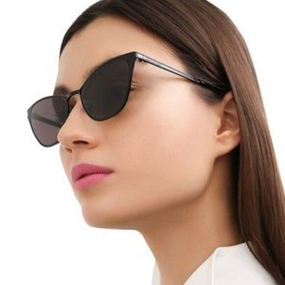 Saint Laurent Paris Saint Laurent SL409 002 Sunglasses Black Cat Eye Frame Size ONE SIZE - 2 Thumbnail