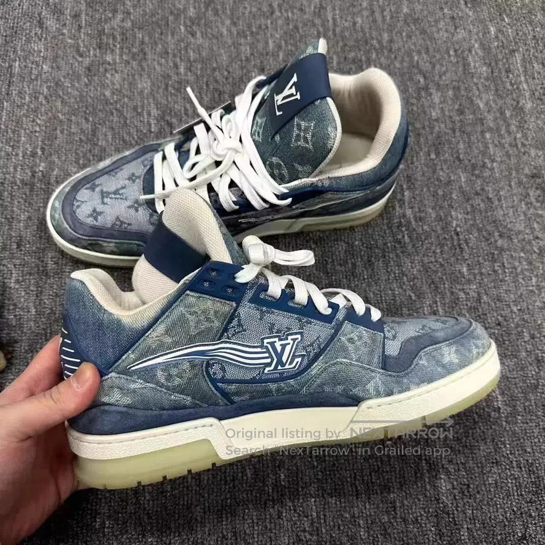 Louis Vuitton Blue Low-Top Sneakers with Pattern. Size US 9.5 / EU 42-43 - 3 Thumbnail