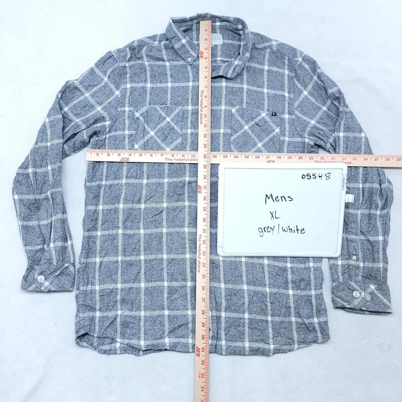 Rip Curl Ripcurl Windowpane Flannel Shirt Mens Size XL Gray White Size US XL / EU 56 / 4 - 8 Thumbnail
