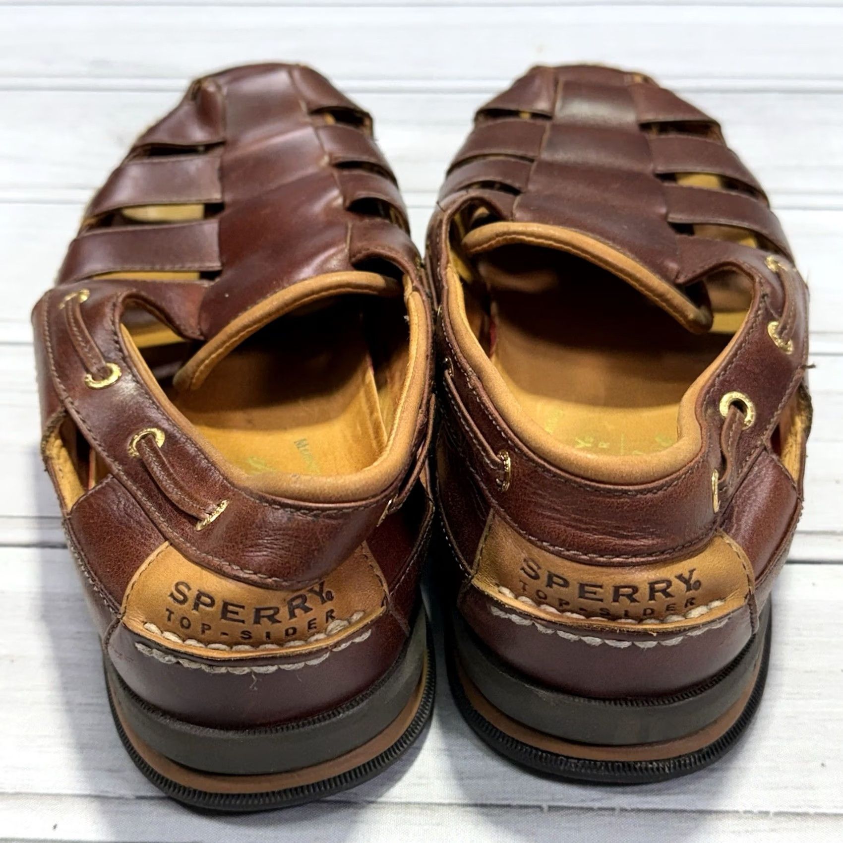 Sperry Sperry Top Sider Gold Cup Fisherman Sandals Mens 10.5 Leather Deerskin Vibram Brown Slp-On Size US L / EU 52-54 / 3 - 5 Thumbnail