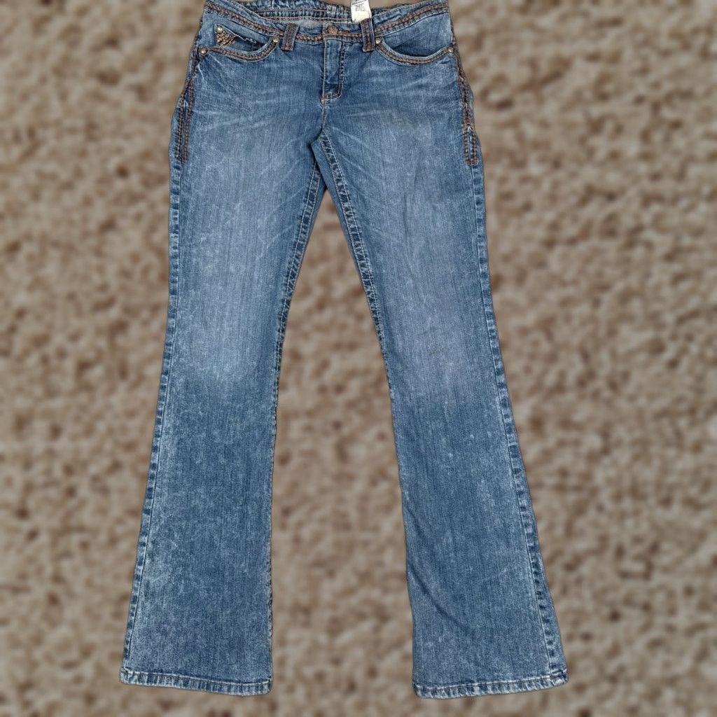 Vintage Cruel Girl Jeans Bootscut Denim 32x35 Juniors Blue Embroidered Zip Pocket 5-Pocket Size 34" / US 12 / IT 48 - 1 Thumbnail