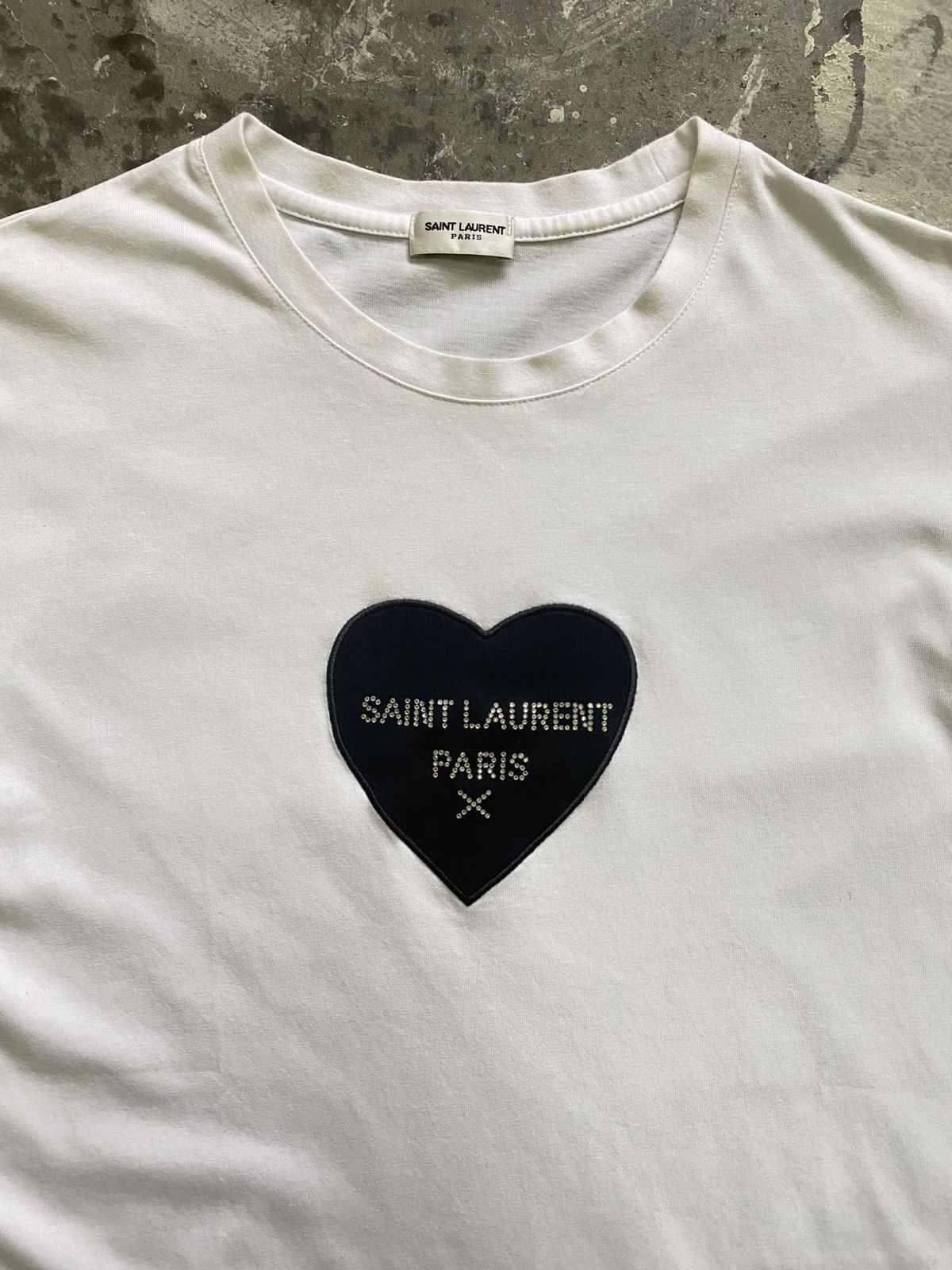 Hedi Slimane × Saint Laurent Paris Vintage Saint Laurent Paris Rhinestone Tee Size US M / EU 48-50 / 2 - 2 Thumbnail