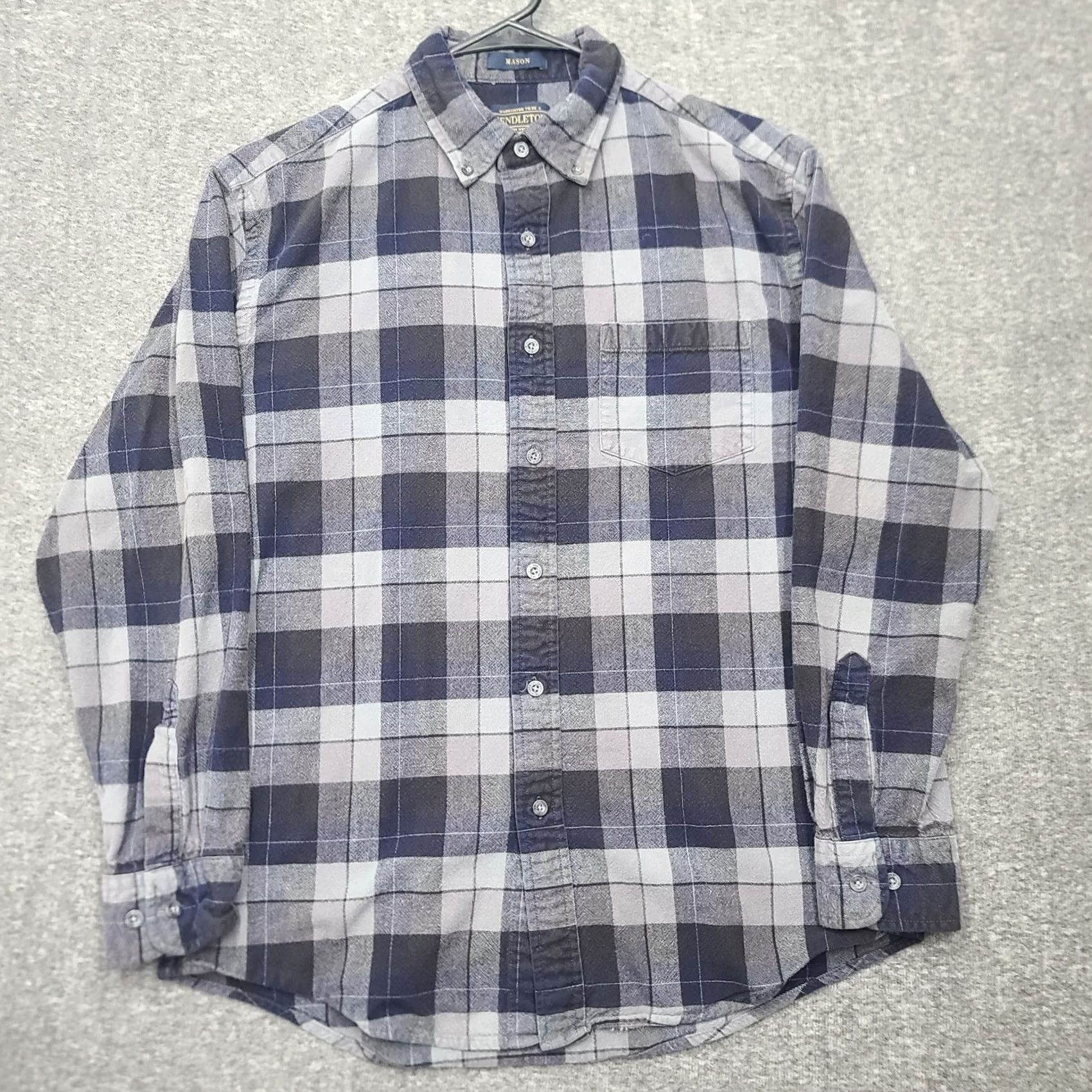 Pendleton Pendleton Mason Cotton Flannel Shirt Mens M Long Sleeve Plaid Button Down Blue Gray Size US M / EU 48-50 / 2 - 2 Thumbnail