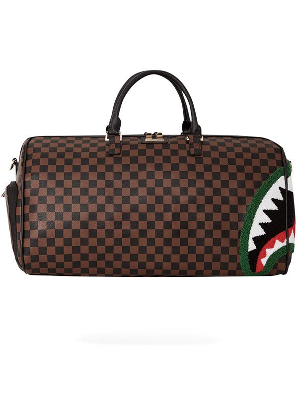 image of Sprayground Romeo Air Italia Shark Duffle Bag in Brown, Men's