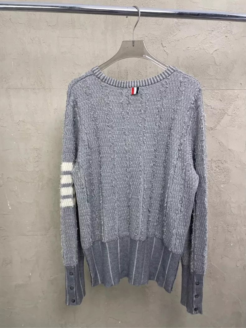 Thom Browne Thom Browne size1 Gray striped tasselled wool sweater Size US S / EU 44-46 / 1 - 5 Thumbnail