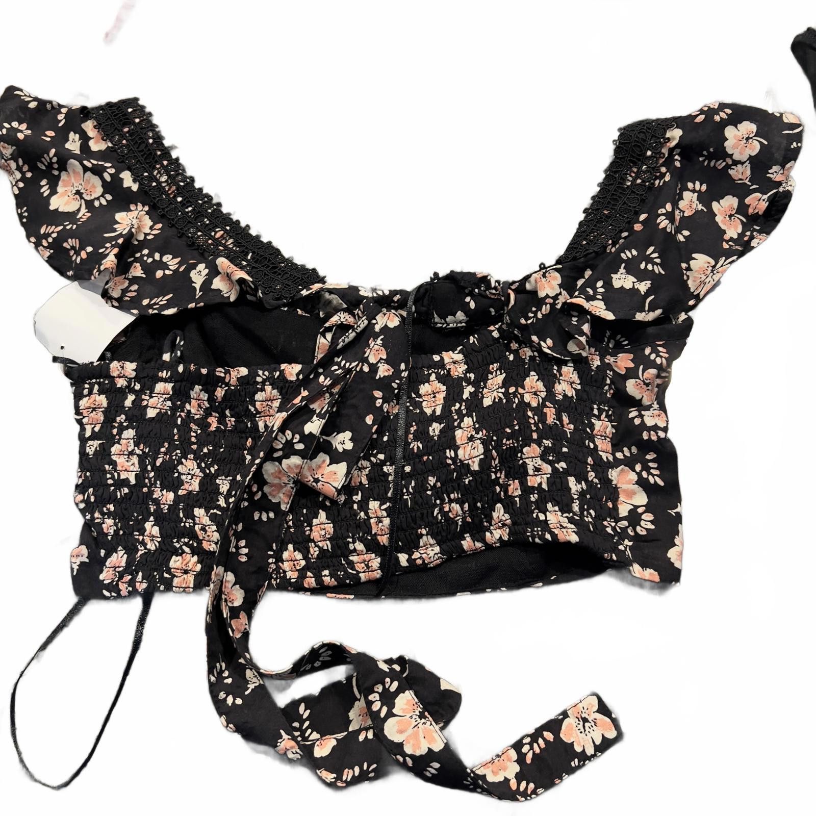 Other Free The People Women's Black Floral Off-Shoulder Crop Top Size XS / US 0-2 / IT 36-38 - 1 Thumbnail