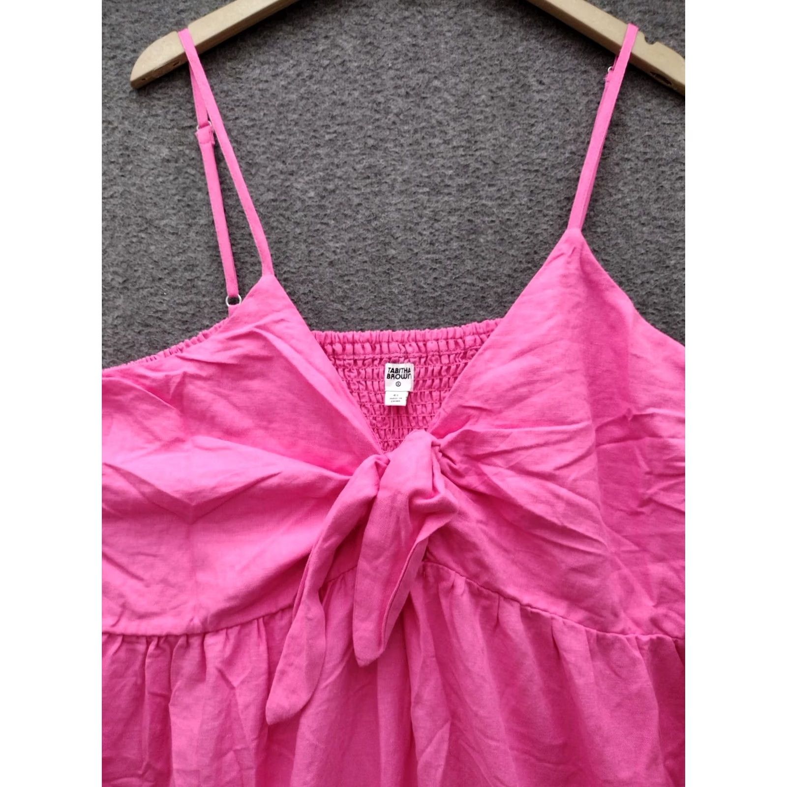 Pinko Tabitha Brown Pink Sleeveless Tie Front Midi Dress 4X Womens Plus Pink Tie Front Midi Dress Size XXL / US 16-18 / IT 52-54 - 3 Thumbnail