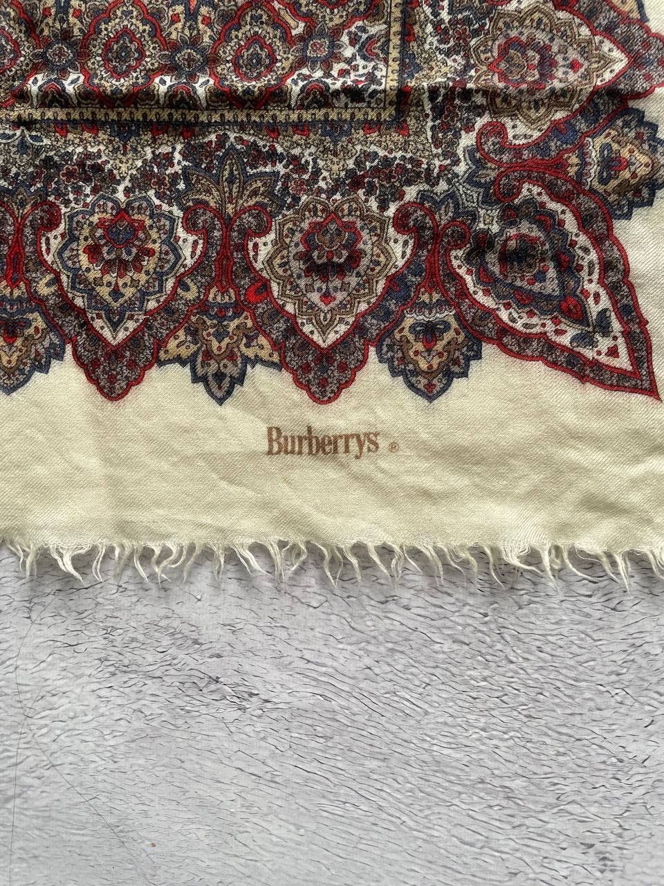 Burberry Burberrys Scarf Head Wrap Silk/Wool Paisley Checkered Size ONE SIZE - 5 Thumbnail