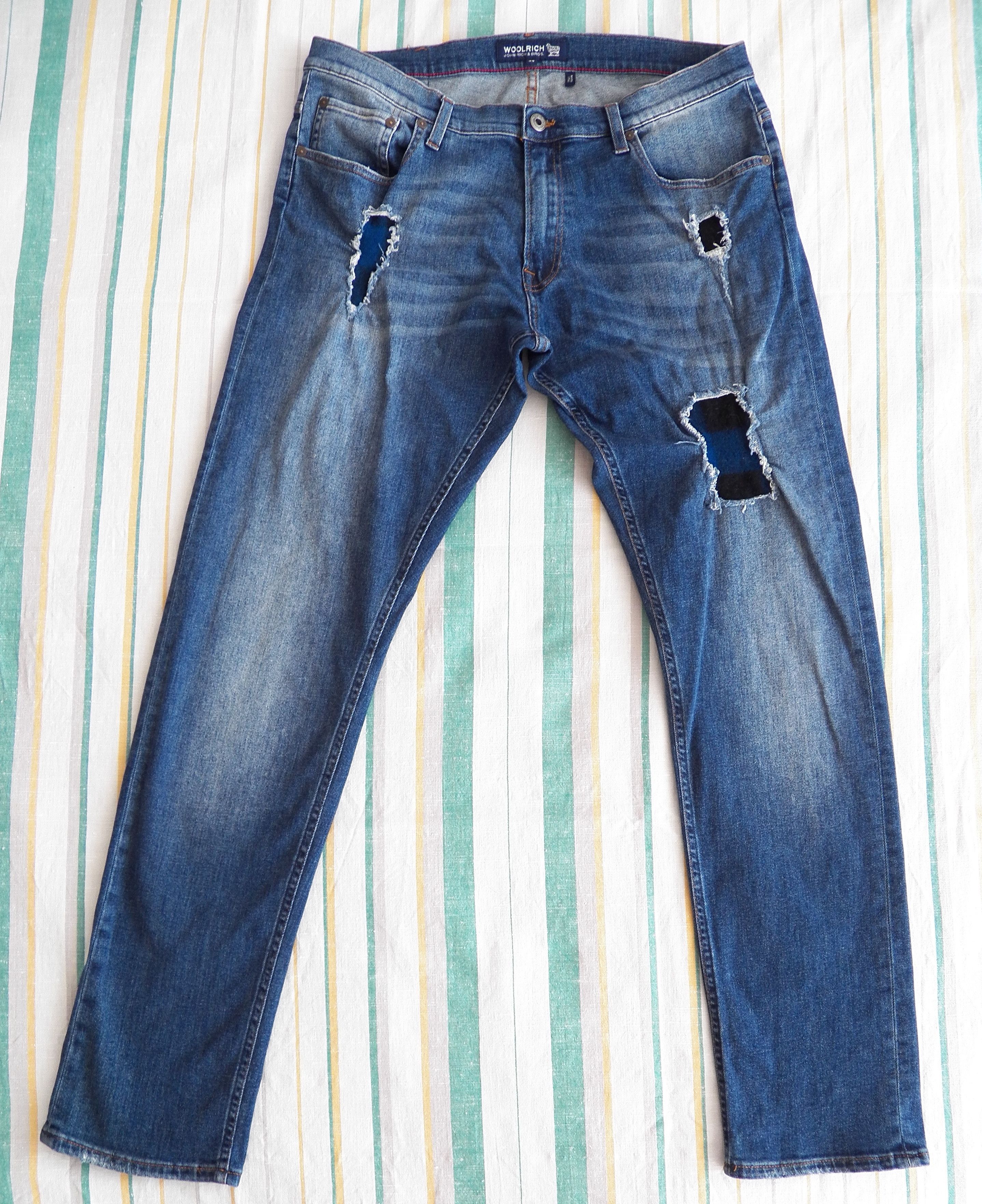 Woolrich Woolen Mills Woolrich Tapered Jeans W34 L32 Stretch Distressed Patch Size US 34 / EU 50 - 1 Thumbnail