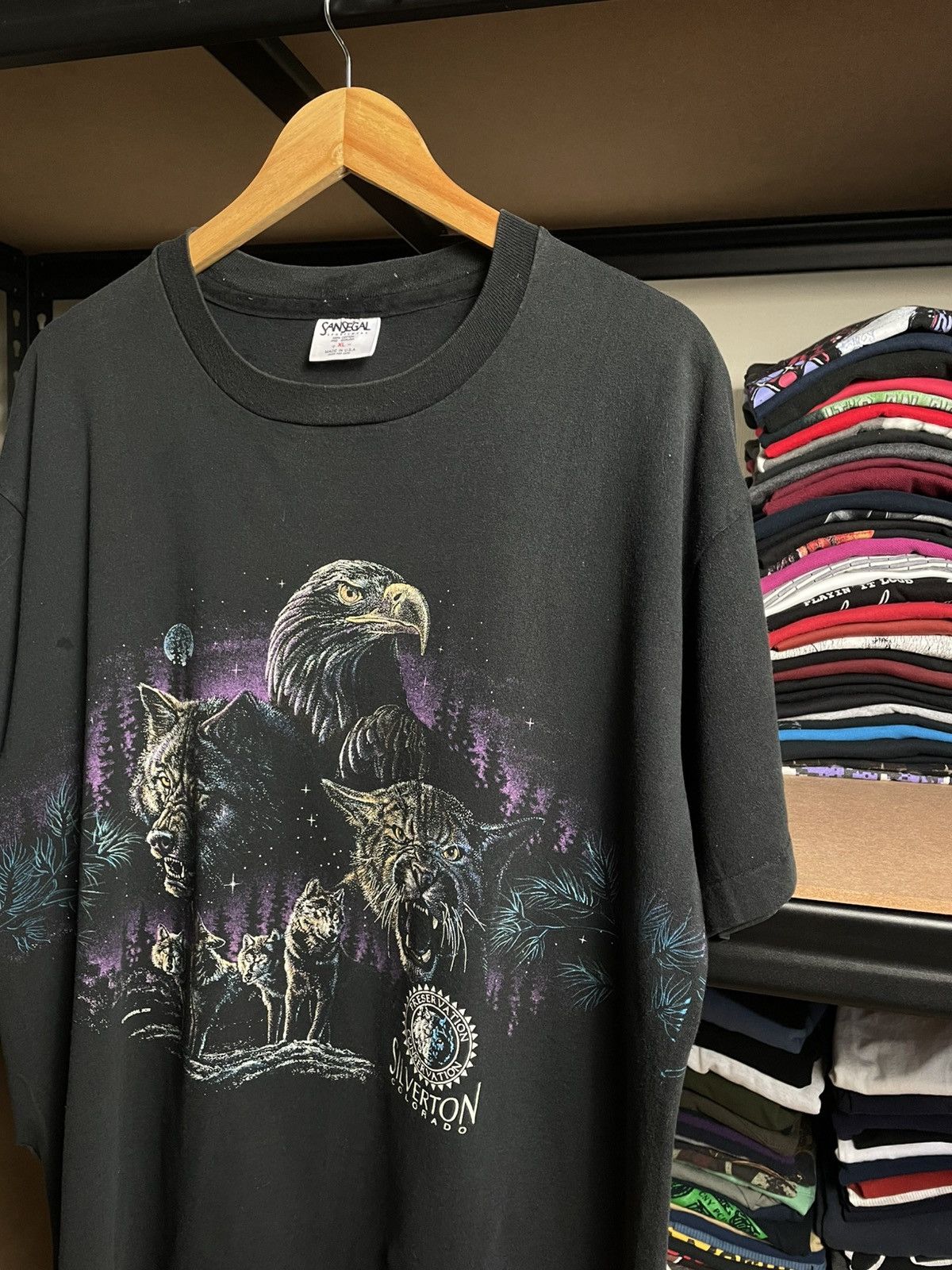Other Vintage Black Hills Shirt Black Wolf Nature Animal Size US XL / EU 56 / 4 - 2 Thumbnail