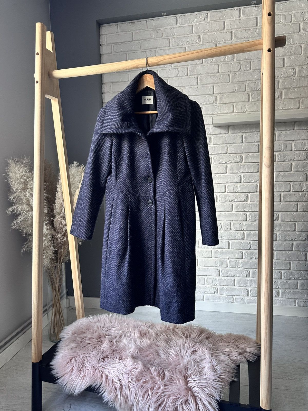 Nicole Farhi Coat Fahri by Nicole Farhi 100 wool S 36 autumn dark navy Grailed