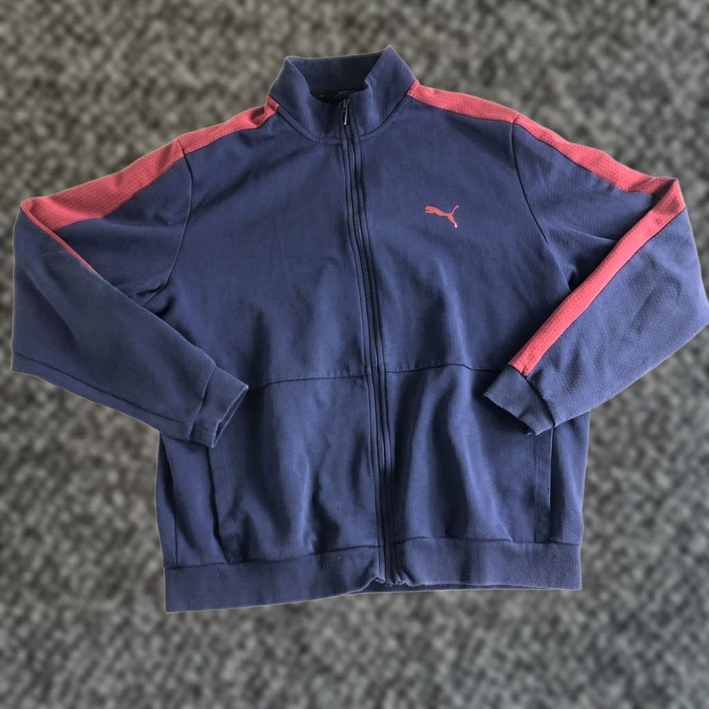 Puma PUMA Blue Striped Contrast Mock Neck Full Zip Cardigan Sweater Jacket XL Men Regular Full Zip Winter Spring Summer Fall Casual Size US XL / EU 56 / 4 - 1 Thumbnail
