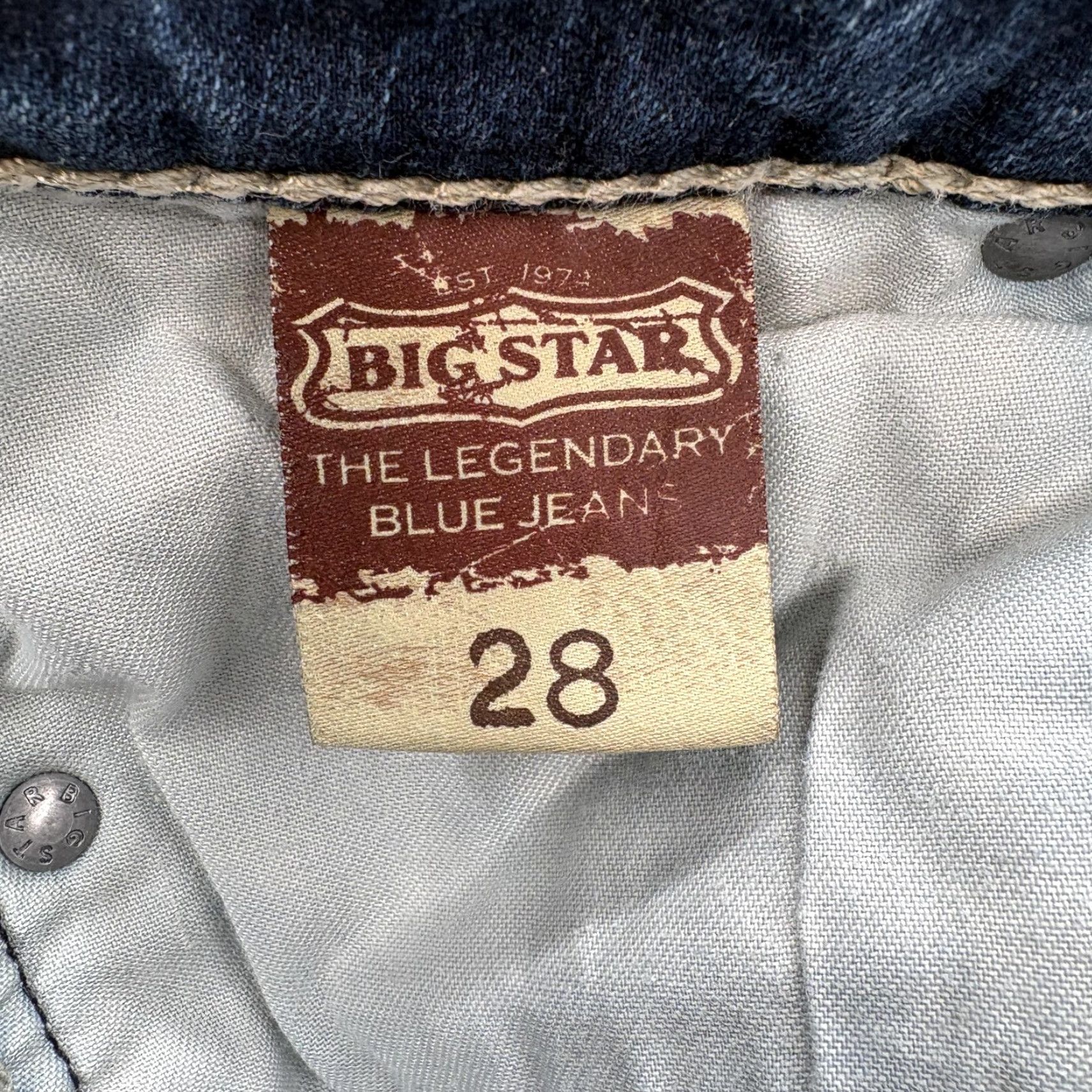Vintage Big Star Maddie Skinny Jeans Womens 28 Blue Mid Rise Stretch Embroidered Grunge Size 28" / US 6 / IT 42 - 5 Thumbnail