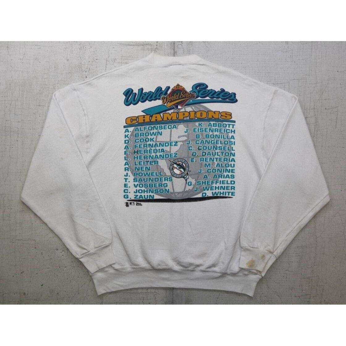 Vintage Vtg 1997 Florida Marlins Miami Champions Cartoon Sweatshirt Size US XL / EU 56 / 4 - 5 Thumbnail
