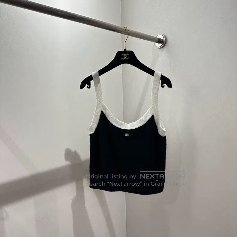 Chanel Chanel Black and white Logo towel cotton suspender Size S / US 4 / IT 40 - 1 Thumbnail