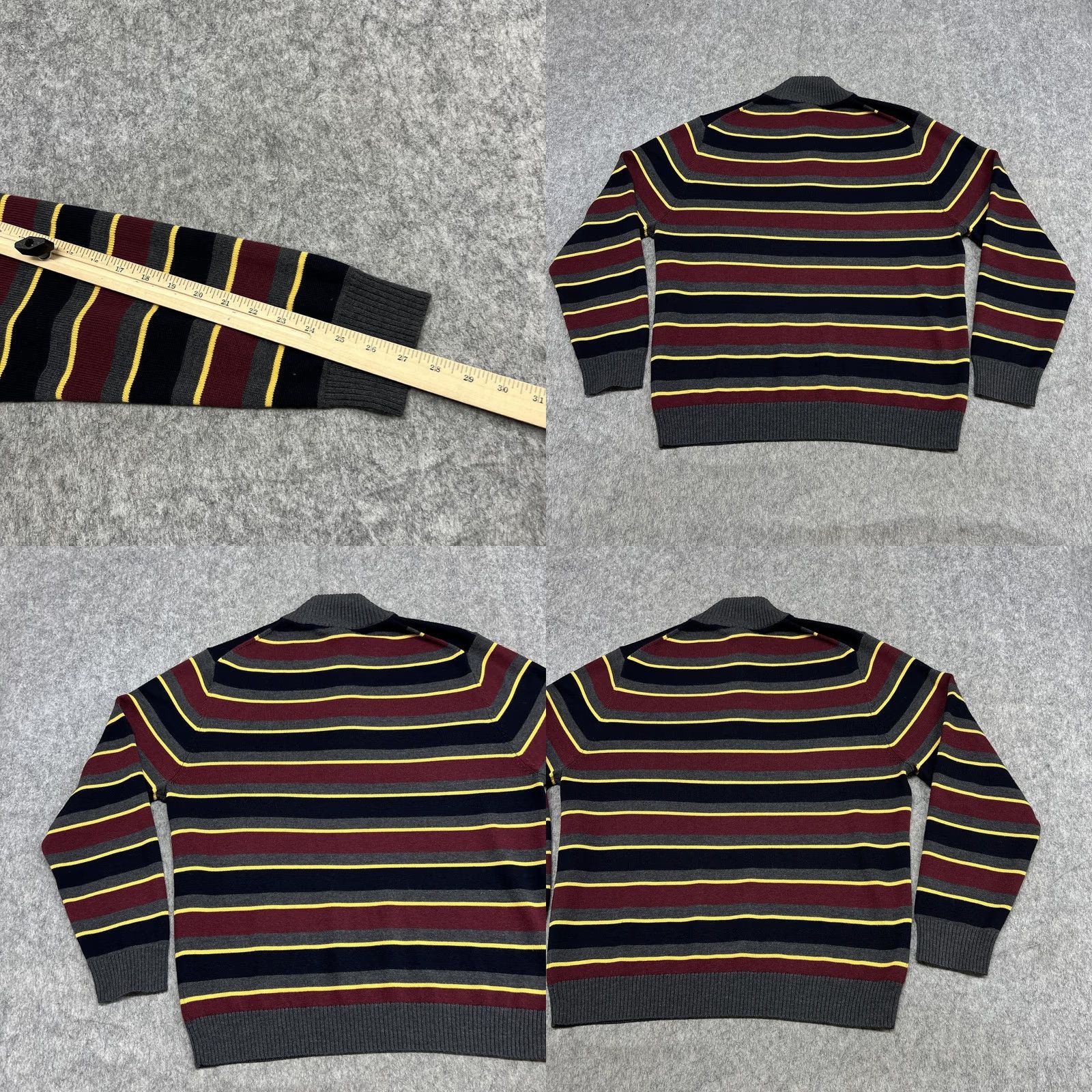 Brooks Brothers Brooks Brothers Sweater Mens XL Striped Mock Neck Henley Wool Size US XL / EU 56 / 4 - 10 Thumbnail