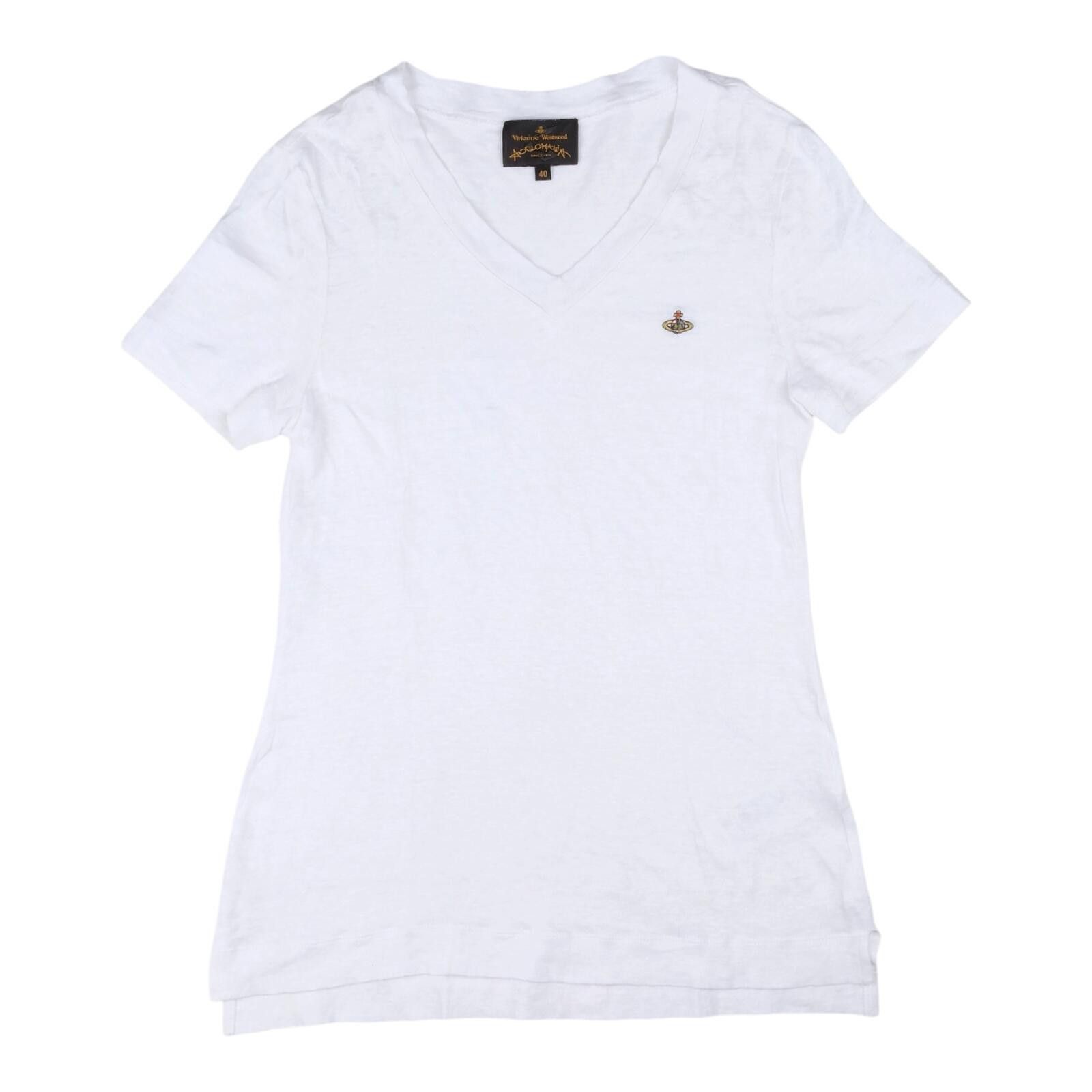 Vivienne Westwood Vivienne Westwood Anglomania Orb V-Neck White Tee Size ONE SIZE - 1 Preview
