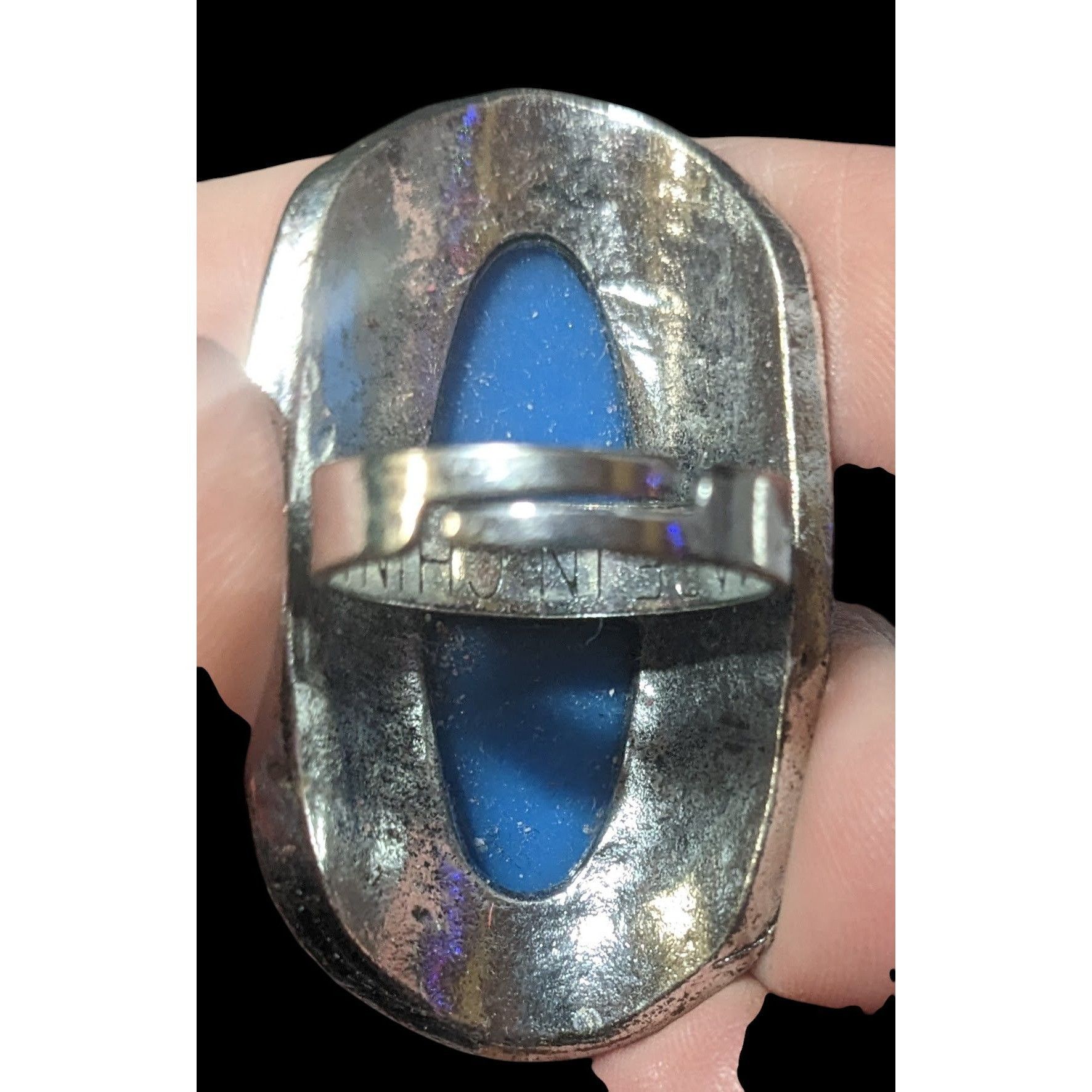 Other Bohemian Large Blue Stone Silver Tone Adjustable Ring Size 6 Size ONE SIZE - 13 Thumbnail