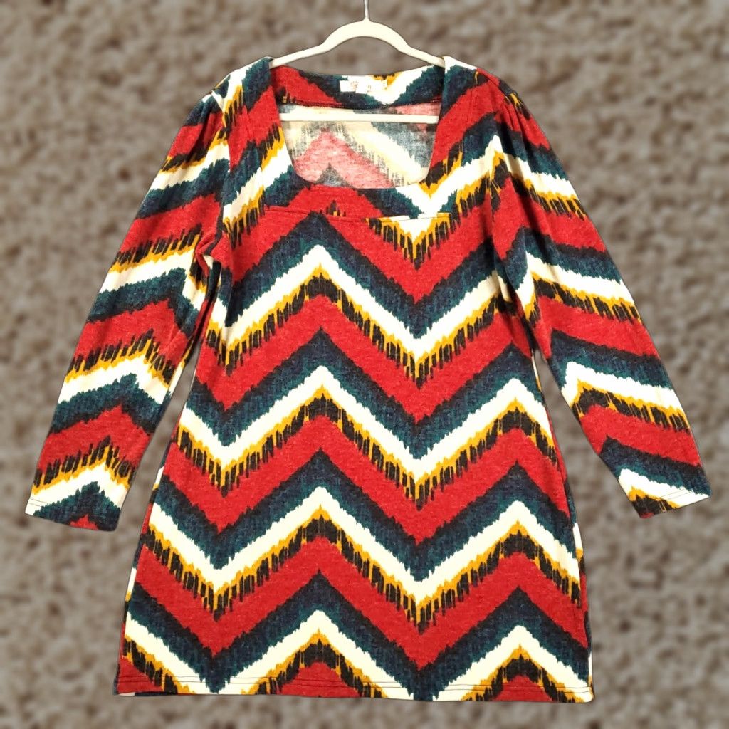 Anthropologie Aryeh Anthropologie Dress Womens 2XL Shift Chevron Stripe Multicolor Artsy Boho Size XXL / US 16-18 / IT 52-54 - 1 Thumbnail