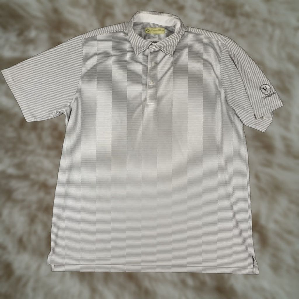 Vintage Donald Ross Polo Shirt Mens XL Gray Black Striped Short Sleeve Polo Shirt Mens Size US XL / EU 56 / 4 - 1 Thumbnail