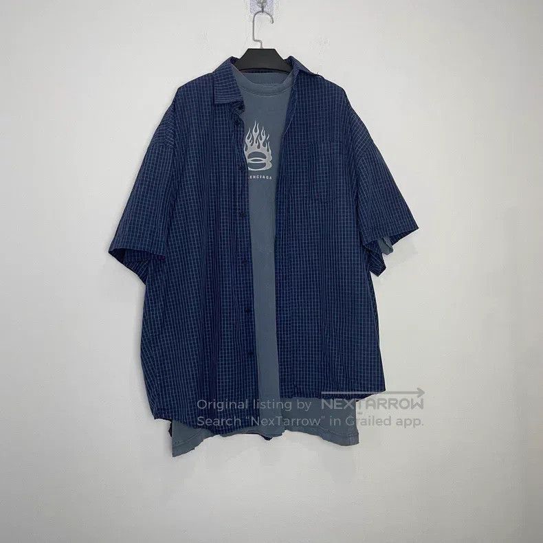 Balenciaga Balenciaga Fake two-piece plaid short-sleeved shirt with f Size US M / EU 48-50 / 2 - 1 Thumbnail