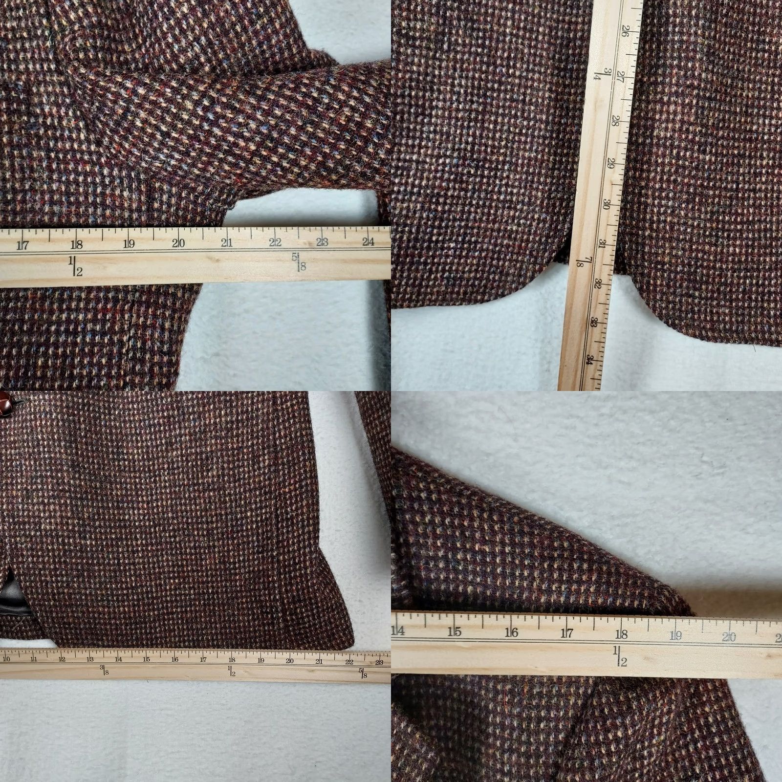 Stafford Stafford Wool Blazer 100% Pure Wool Brown Tweed Check Single‑Breasted 2‑Button Notch Lapel Mens Jacket 44R USA Size 44R - 8 Thumbnail