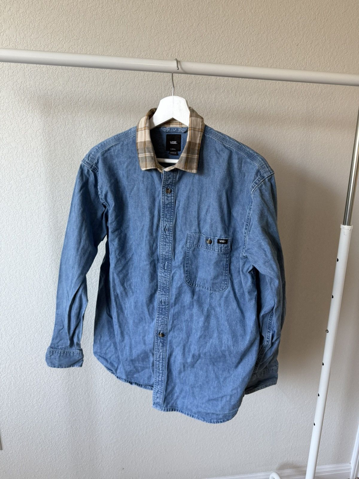 Vans Vans Denim Shirt with Plaid Collar Size US XS / EU 42 / 0 - 1 Thumbnail