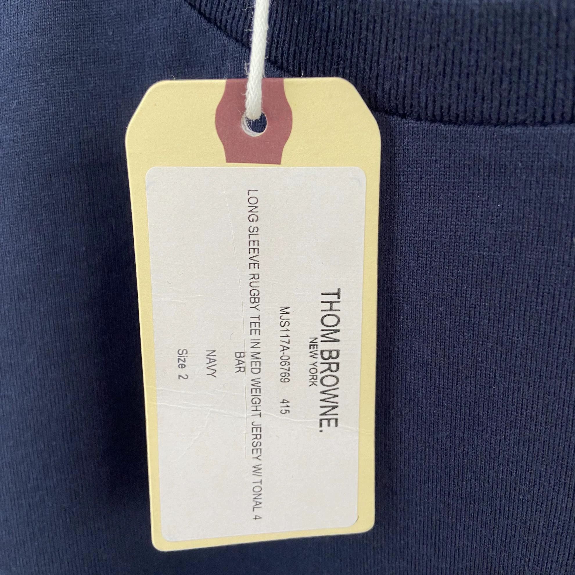 Thom Browne THOM BROWNE 4-stripe cotton long-sleeve tee 2 Size US M / EU 48-50 / 2 - 6 Thumbnail