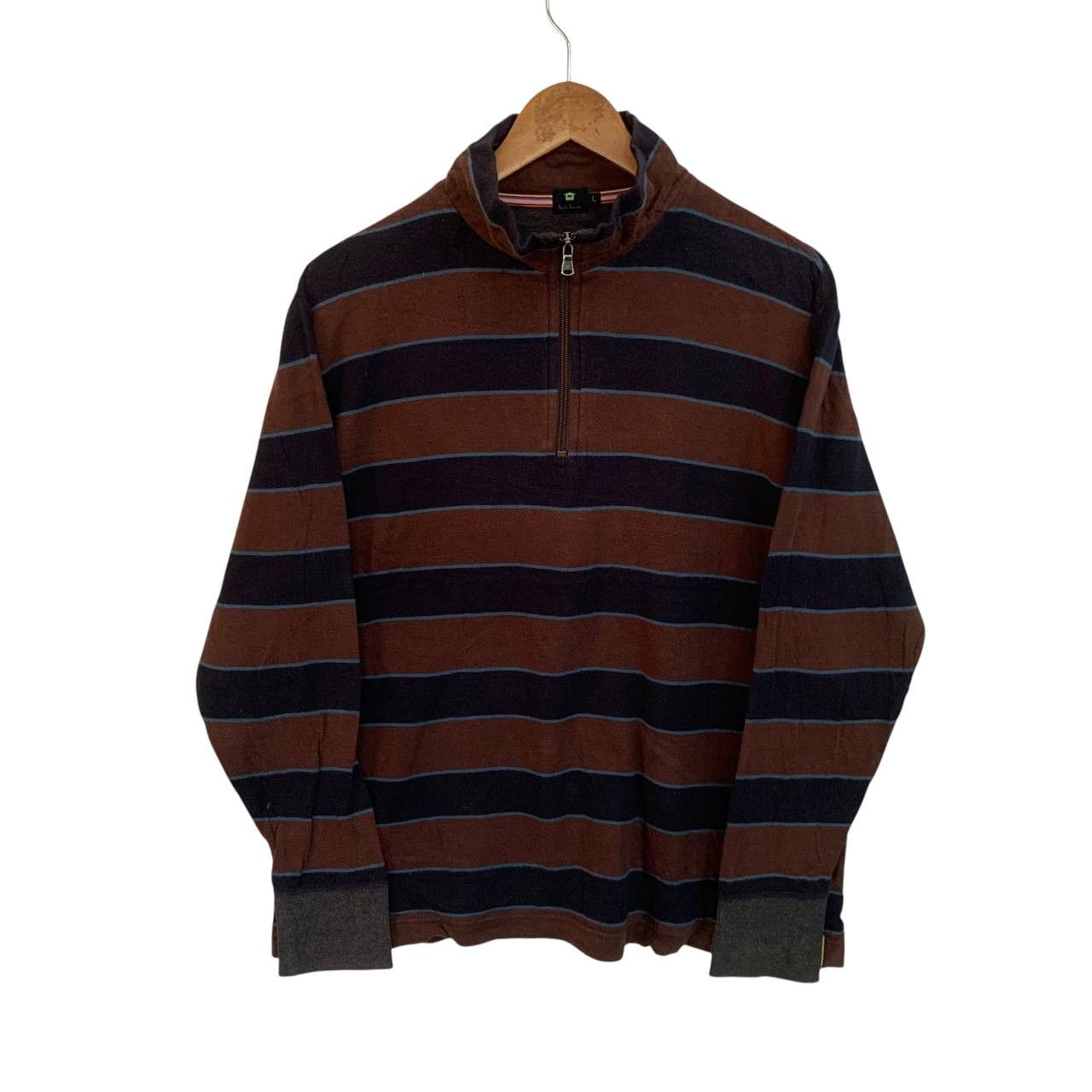 Paul Smith Vintage Paul Smith Stripe Half Zip Stripe Jumper Size US L / EU 52-54 / 3 - 1 Thumbnail