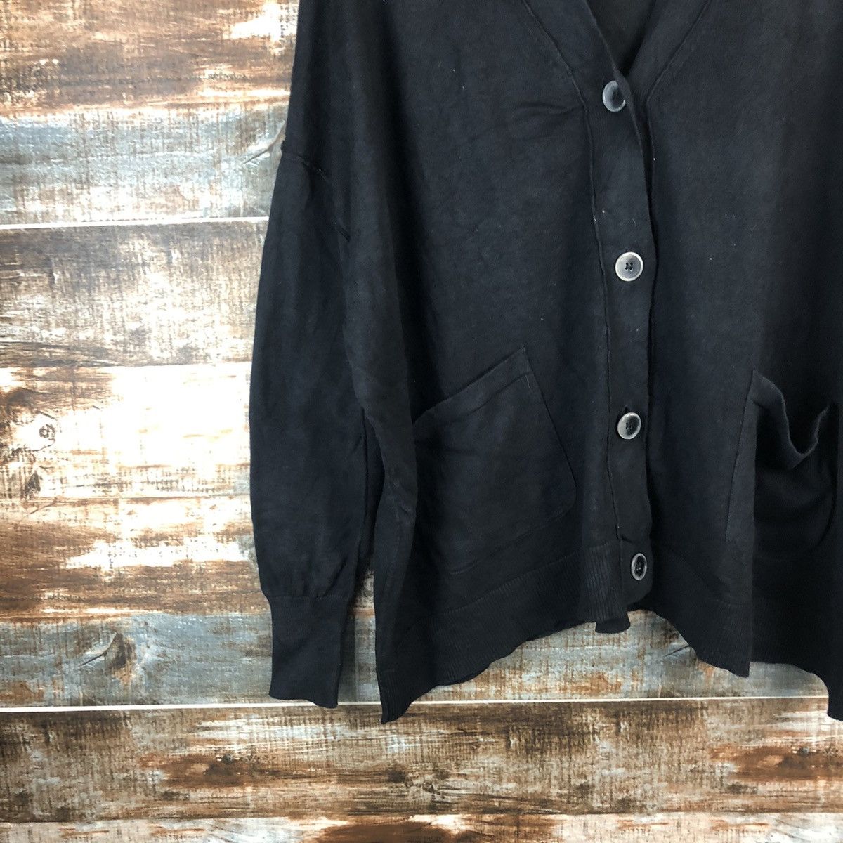 Homespun Knitwear × Japanese Brand Choco Raffine plain Black Cardigan Knitwear #A1591 Size US XL / EU 56 / 4 - 7 Thumbnail