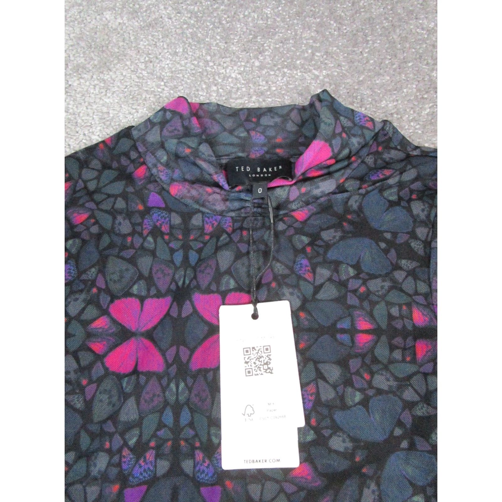 Ted Baker Ted Baker Shirt Womens 0 Xxs Black Purple Butterfly Heiydii Blouse New Size XXS / US 00 / IT 34 - 2 Thumbnail