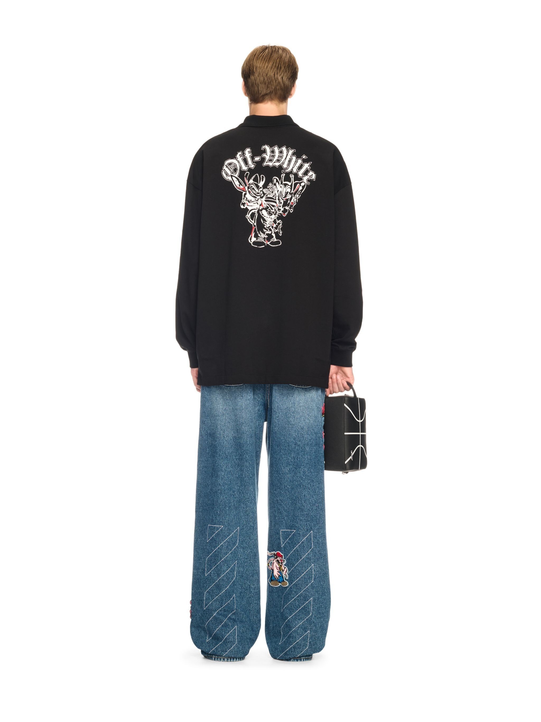 Off-White Black Gang Print Logo Oversized Polo Size US XXL / EU 58 / 5 - 3 Thumbnail