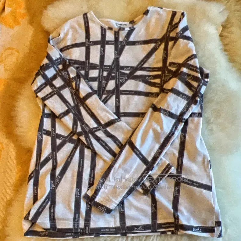 Hermes Hermes Vintage ribbon print long-sleeved T-shirt, 100% pur Size XS / US 0-2 / IT 36-38 - 3 Thumbnail