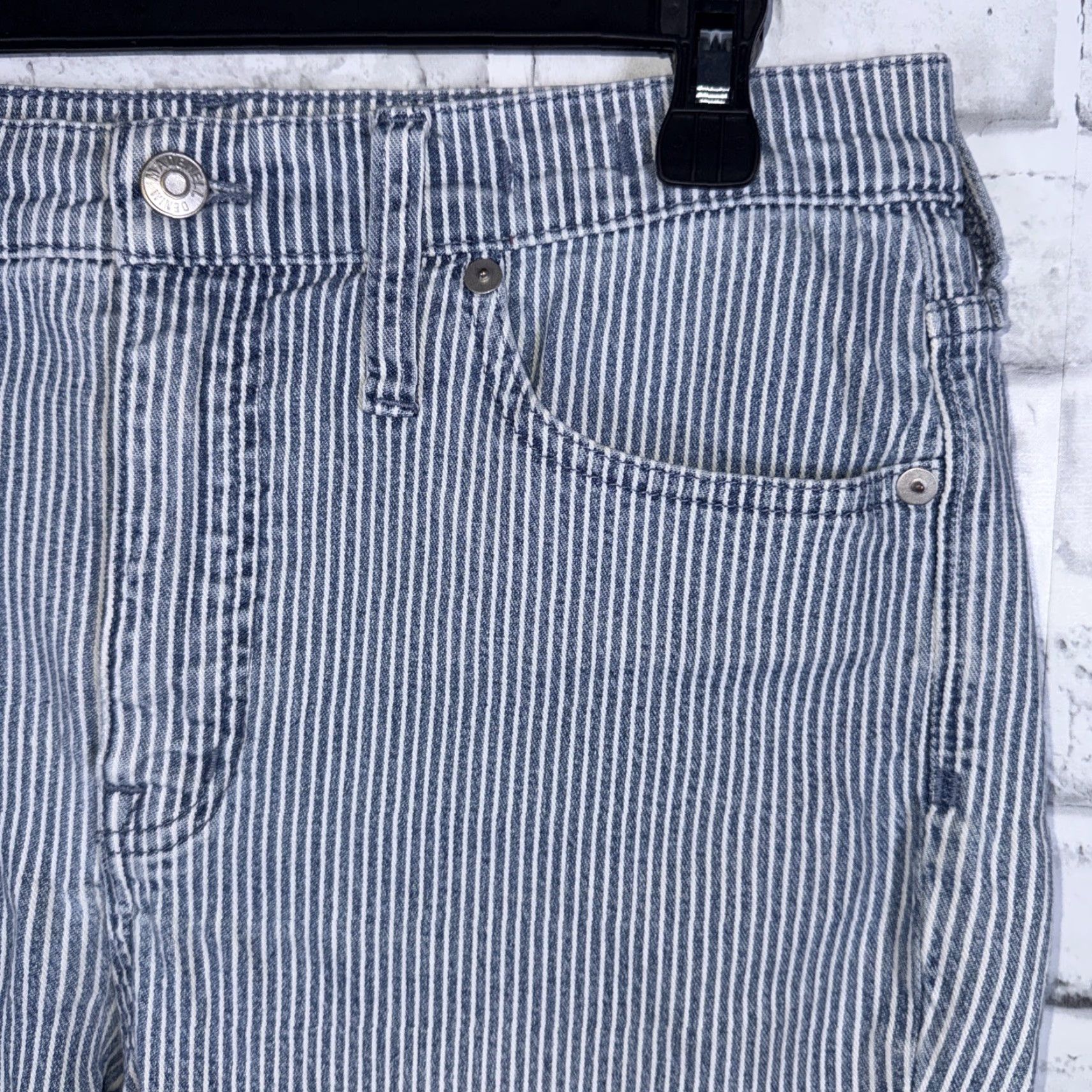 Madewell Madewell Jeans Striped Blue 9” Mid Rise Skinny Womens Size 30x27 Size 30" / US 8 / IT 44 - 2 Thumbnail