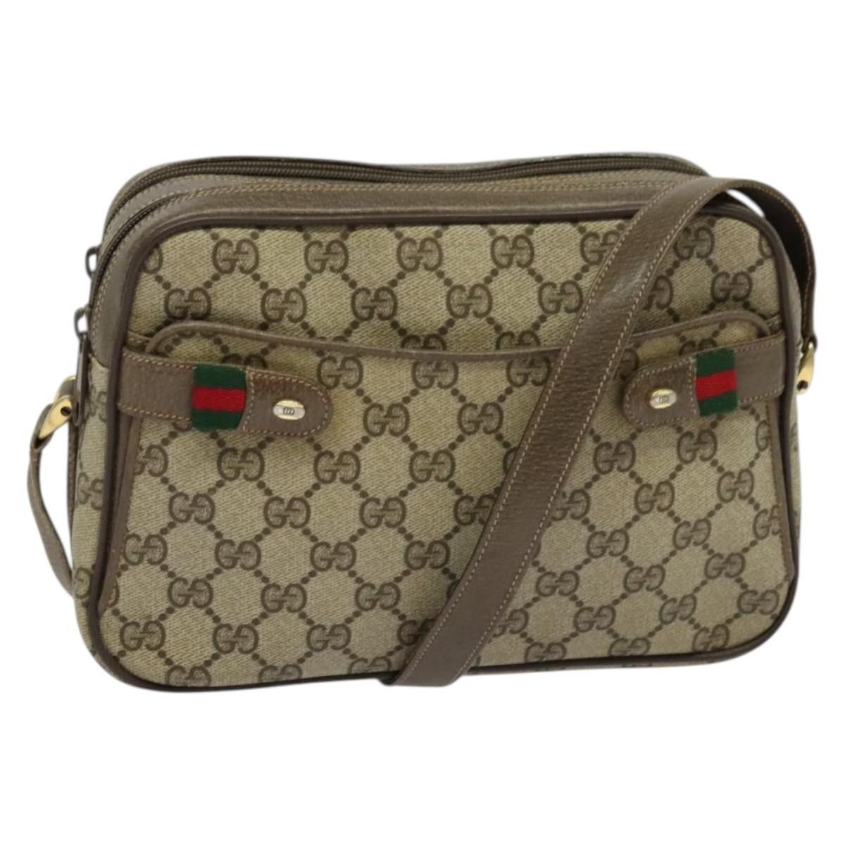 Gucci GUCCI GG Supreme Web Sherry Line Shoulder Bag Pvc Beige 904 Size ONE SIZE - 1 Thumbnail