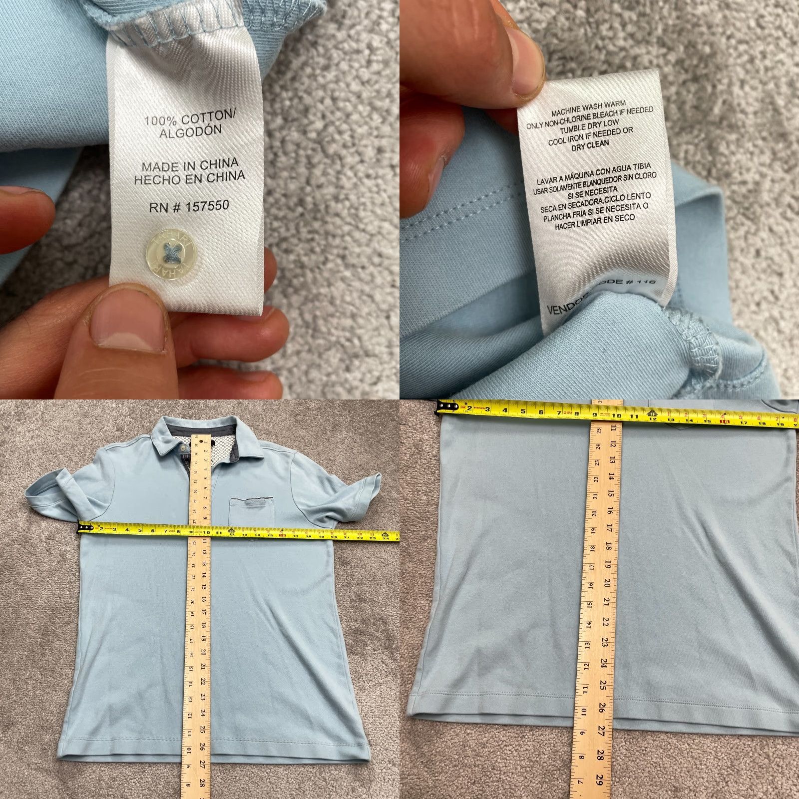 Vintage Tahari Polo Shirt Mens Medium Light Blue Pique 100% Cotton Short Sleeve Pocket Classic Golf Dress Shirt Mens M Blue Size US M / EU 48-50 / 2 - 8 Thumbnail