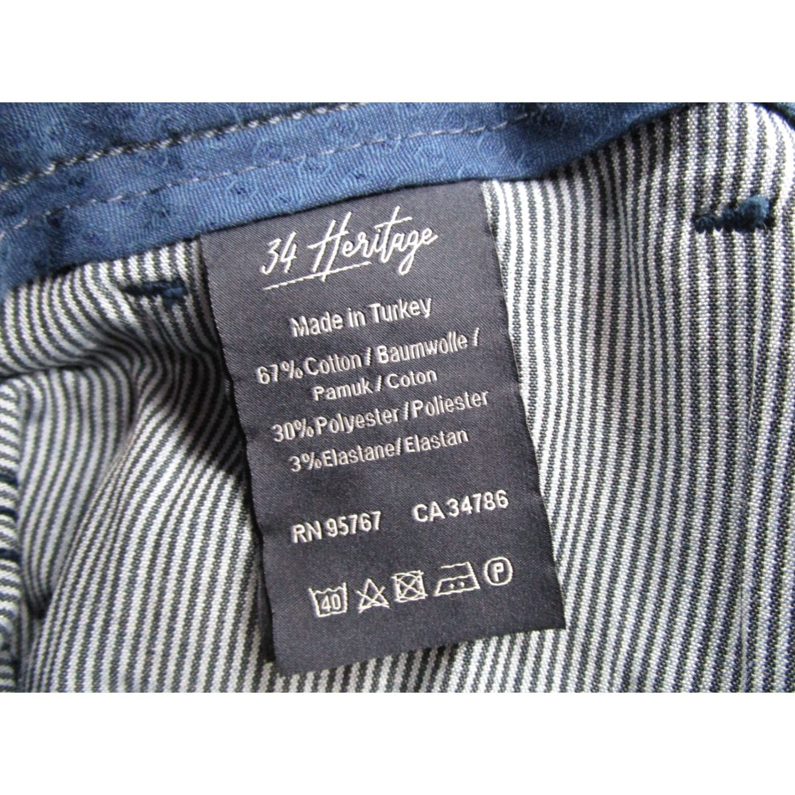 Vintage 34 Heritage Mens Dress Pants Blue Mid-Rise Straight Fit 42x34 Size US 42 / EU 58 - 6 Thumbnail